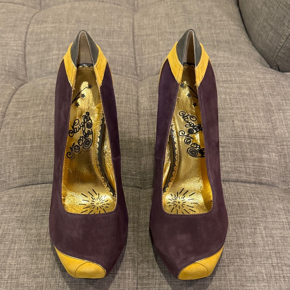 Naughty Monkey Purple and Yellow Heels